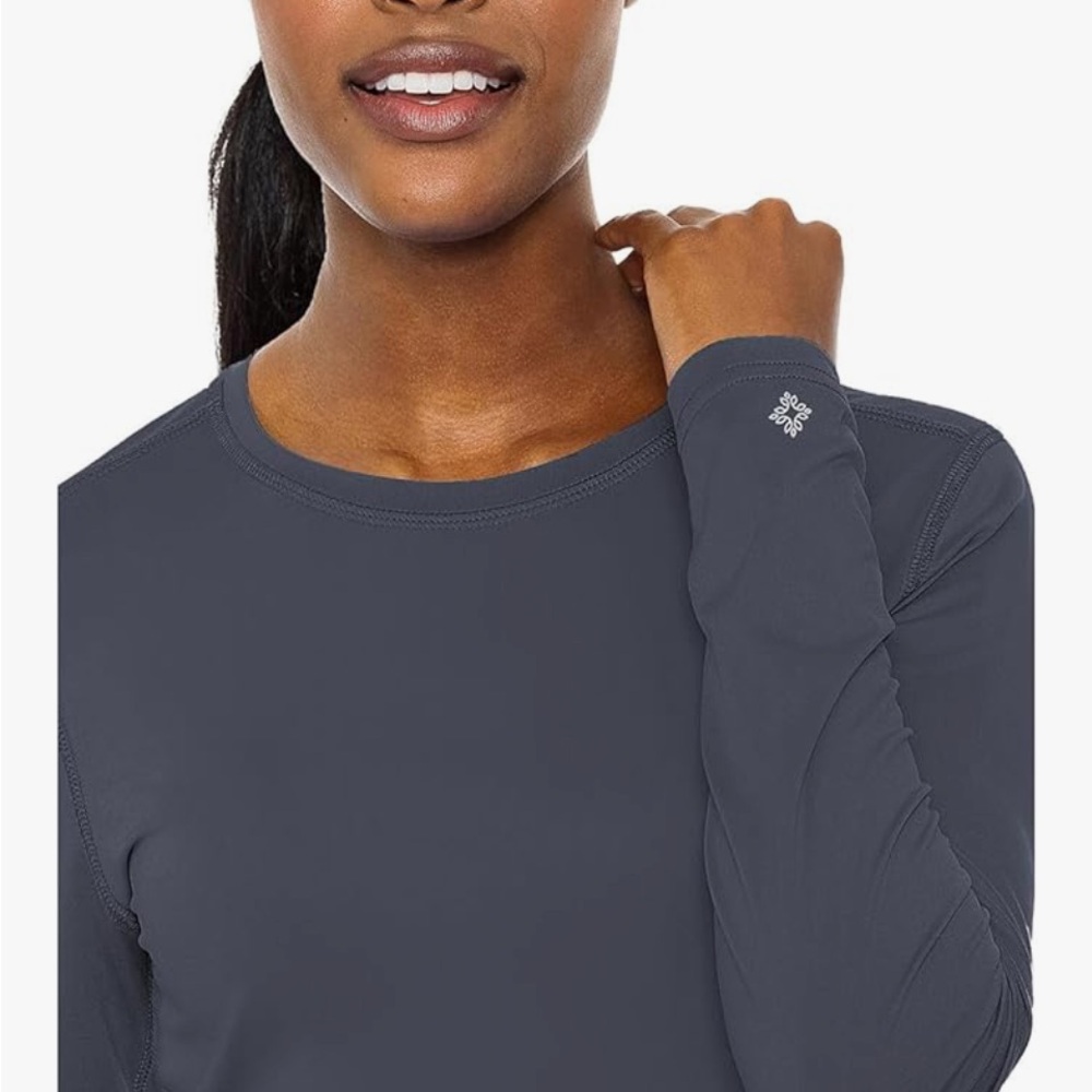 Med Couture Gray Fitted Scrubs Long sleeve Pewter